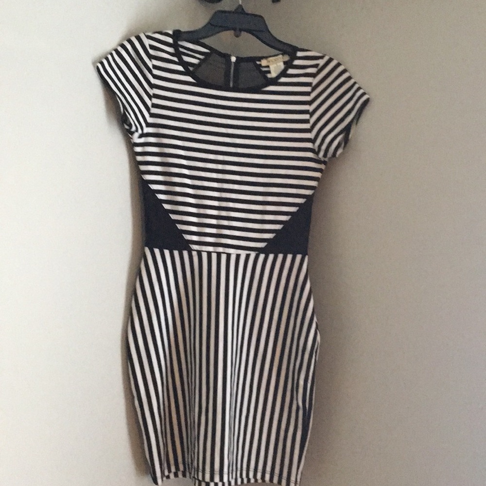 Black and white striped dress
